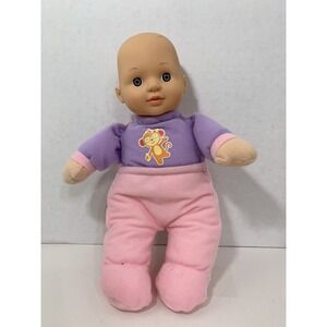 soft girl baby doll pink purple plush stuffed body vinyl head H.K. City Toys‎